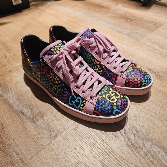 Gucci Shoes - Gucci GG womens Monogram Psychedelic Ace Sneakers Multicolor Pink EU 37.5